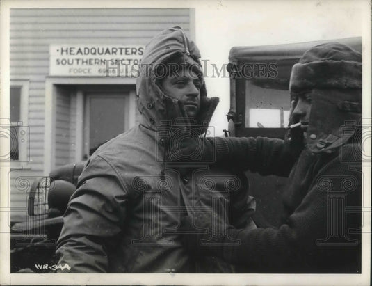 1942 Press Photo Men Button Up Coats Before Ride On New British Columbia Highway