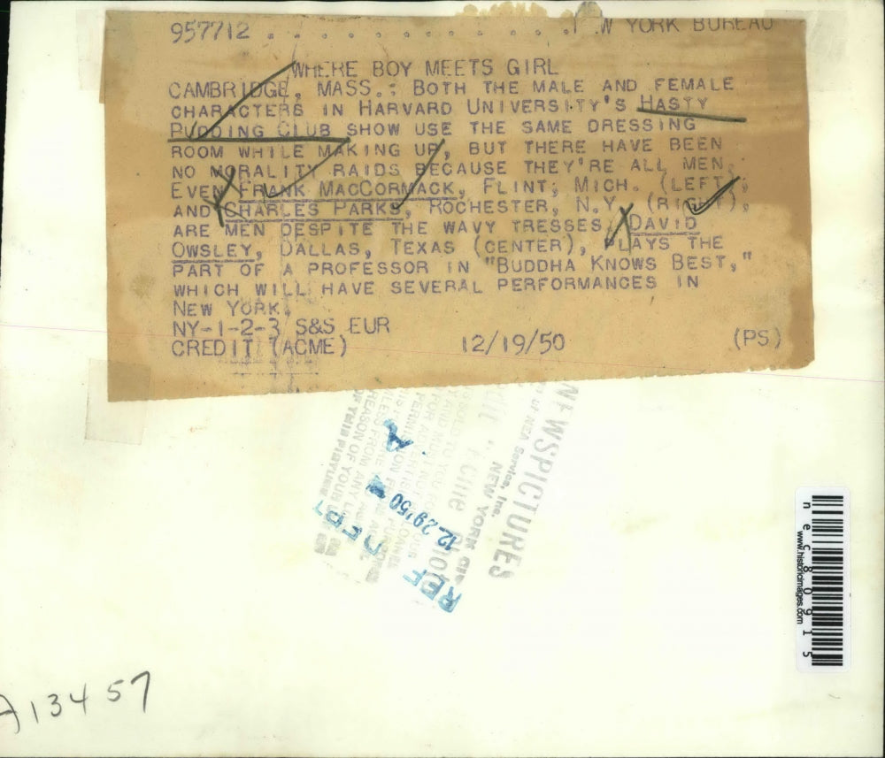 1950 Press Photo Harvard Univ in Mass, Frank MacCormack,Chas Parks,David Owsley