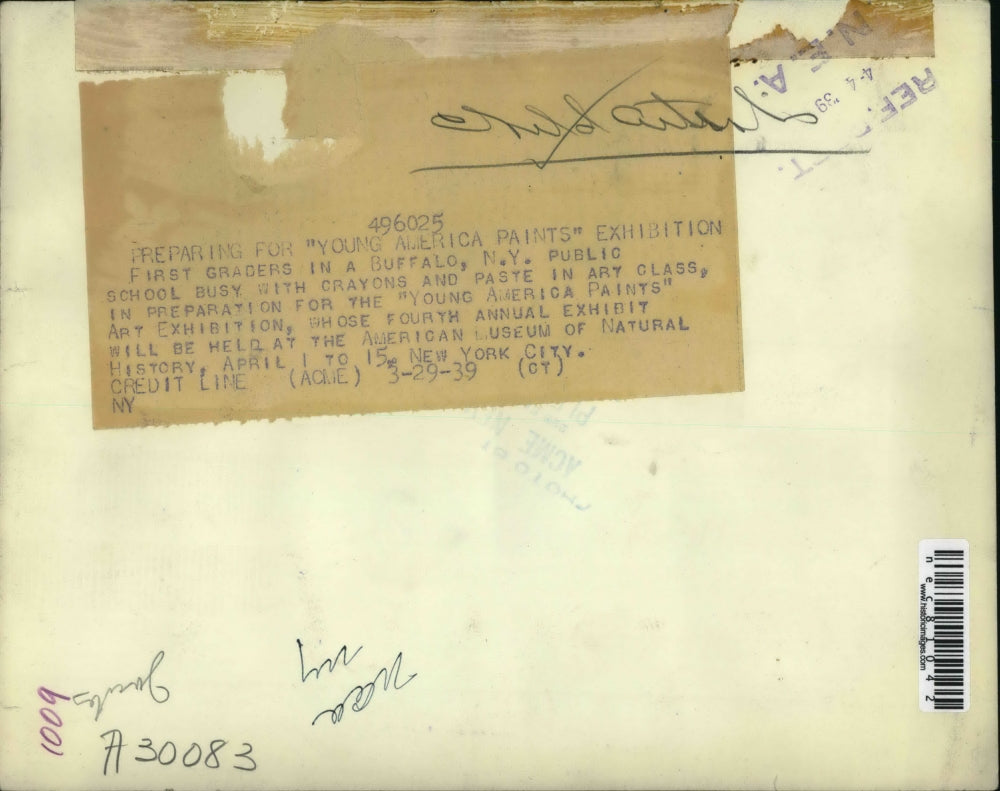 1939 Press Photo Buffalo, NY kids painting for an art exhibition