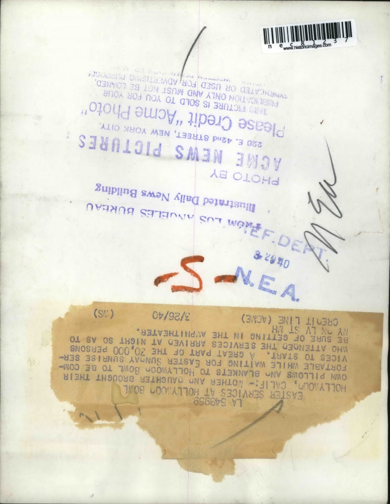 1940 Press Photo Hollywood, Calif Ladies at Easter Sunday Services at the Bowl