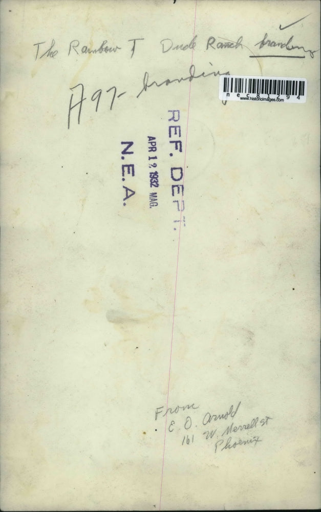 1932 Press Photo The rainbow T dude ranch branding