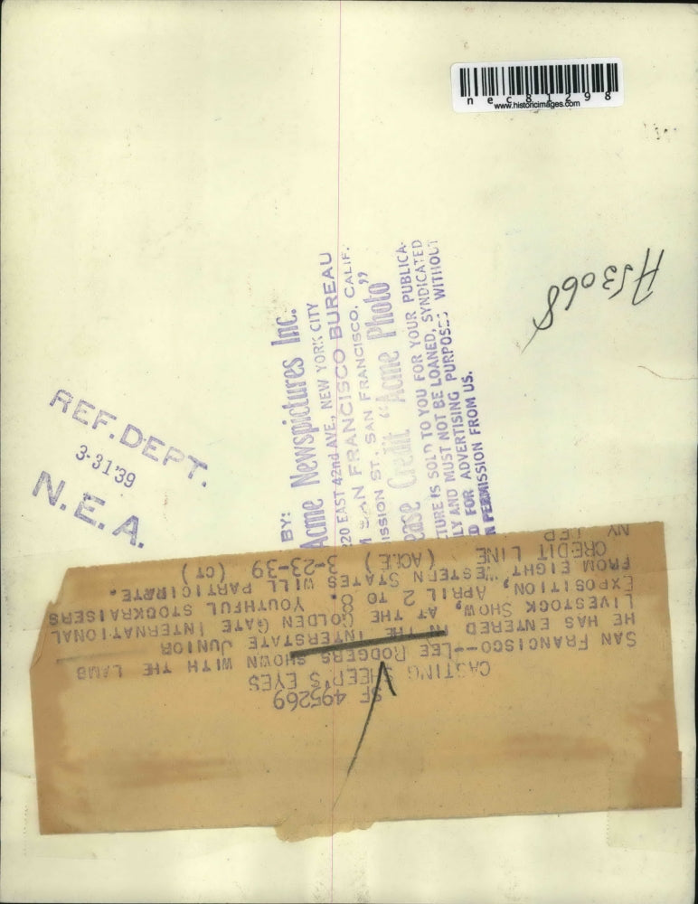 1939 Press Photo San Francisco Calif Lee Rodgers, Interstate Junior Livestock Sh