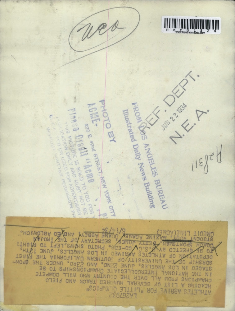 1934 Press Photo LA.Calif USC coeds Coach Sportsman, B Jones,M Adams