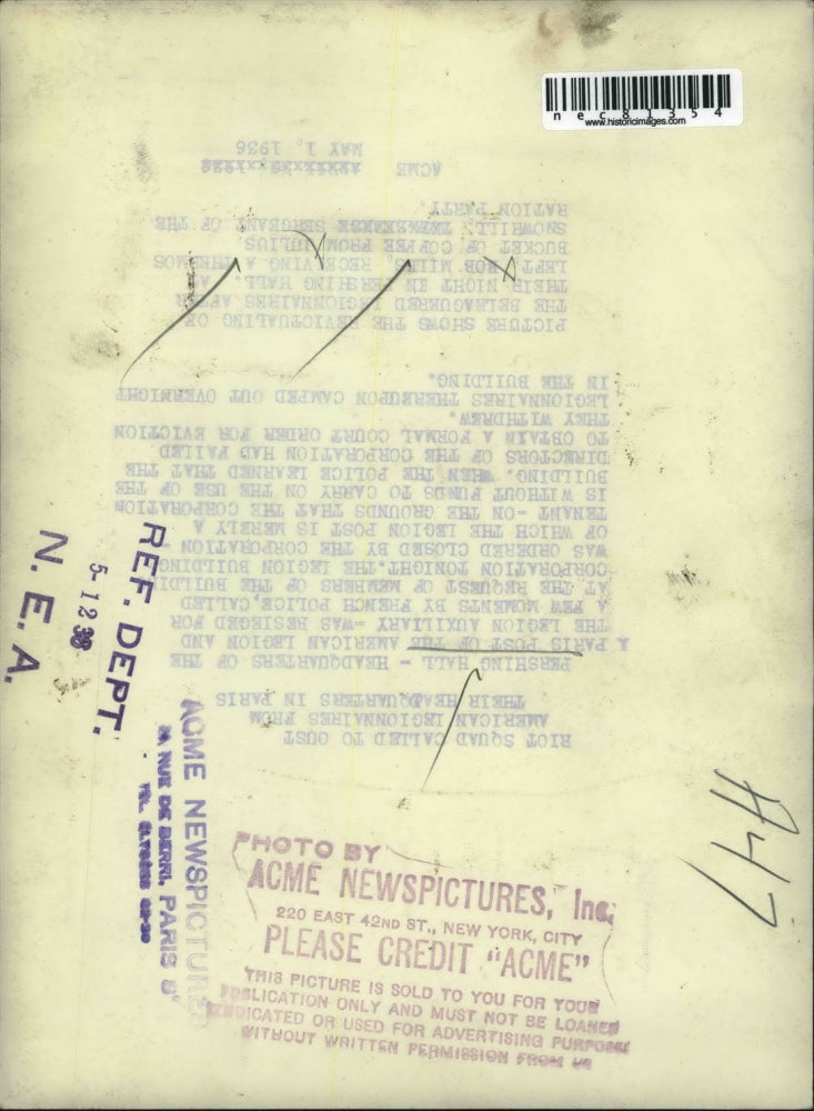 1936 Press Photo Pershing Hall Paris post of American Legion Bob Mills