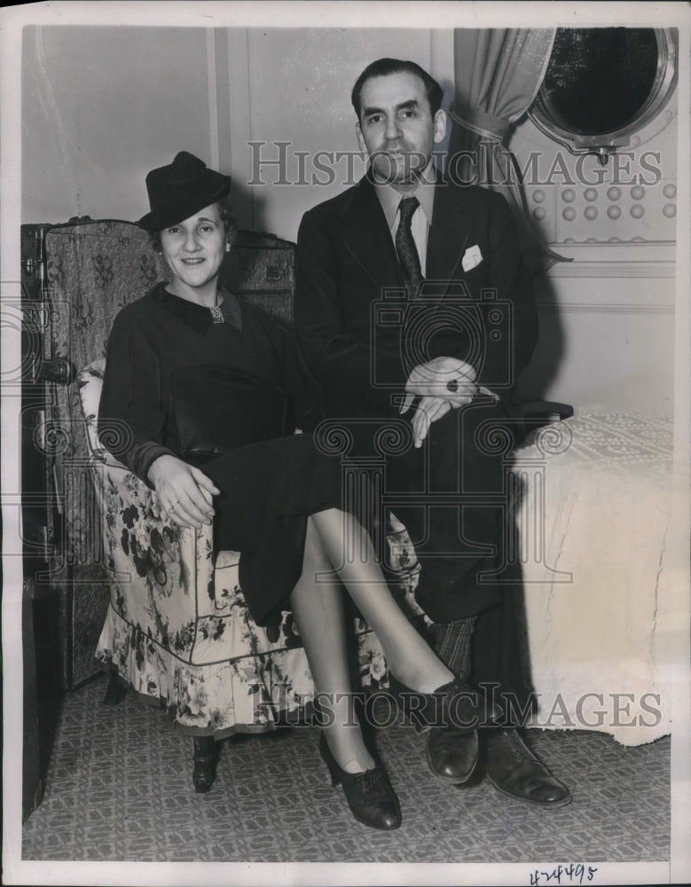 1937 Press Photo Philip Guedalla British Author & Mrs Guedalla to California