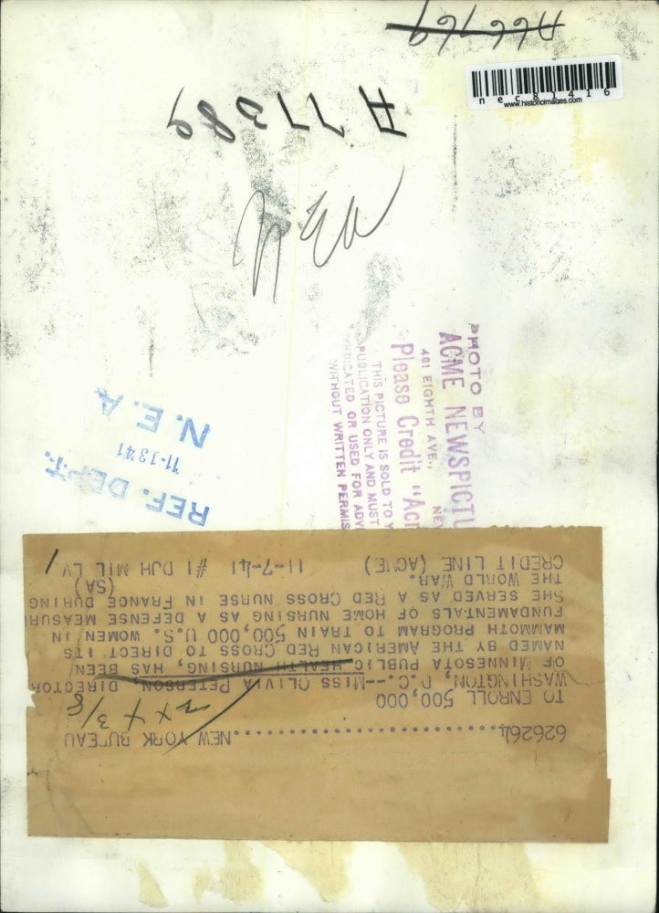 1941 Press Photo Olivia Peterson MN Public Health Nursing director in DC