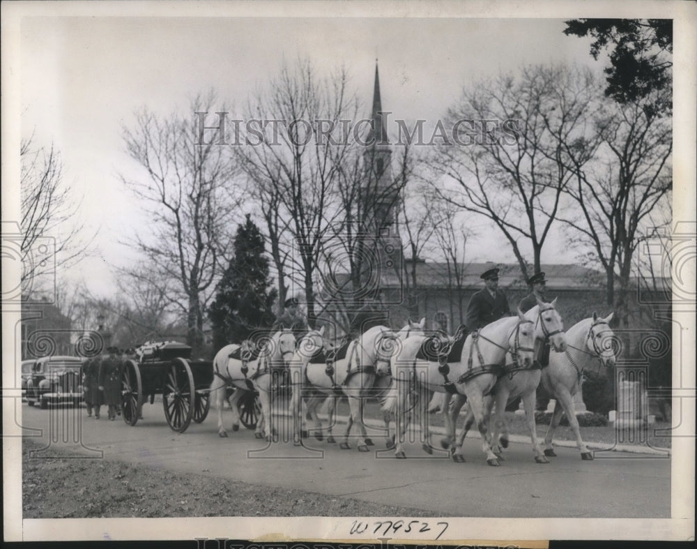1945 Press Photo DC Caisson in funeral of Dwight F Davis cabinet member