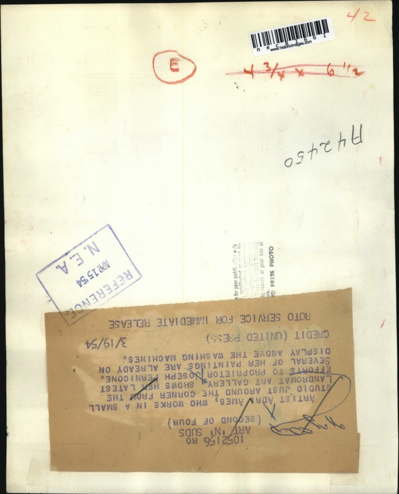 1954 Press Photo Artist Adri Ames & Joseph Pernicone at Landromat Gallery