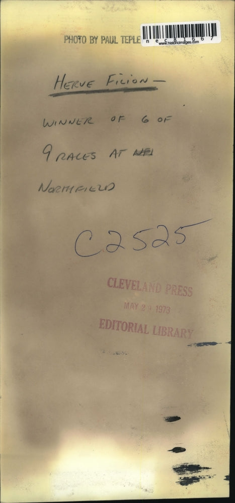 1973 Press Photo Herve Filion winner of 6 of 9 horseraces at Northfield