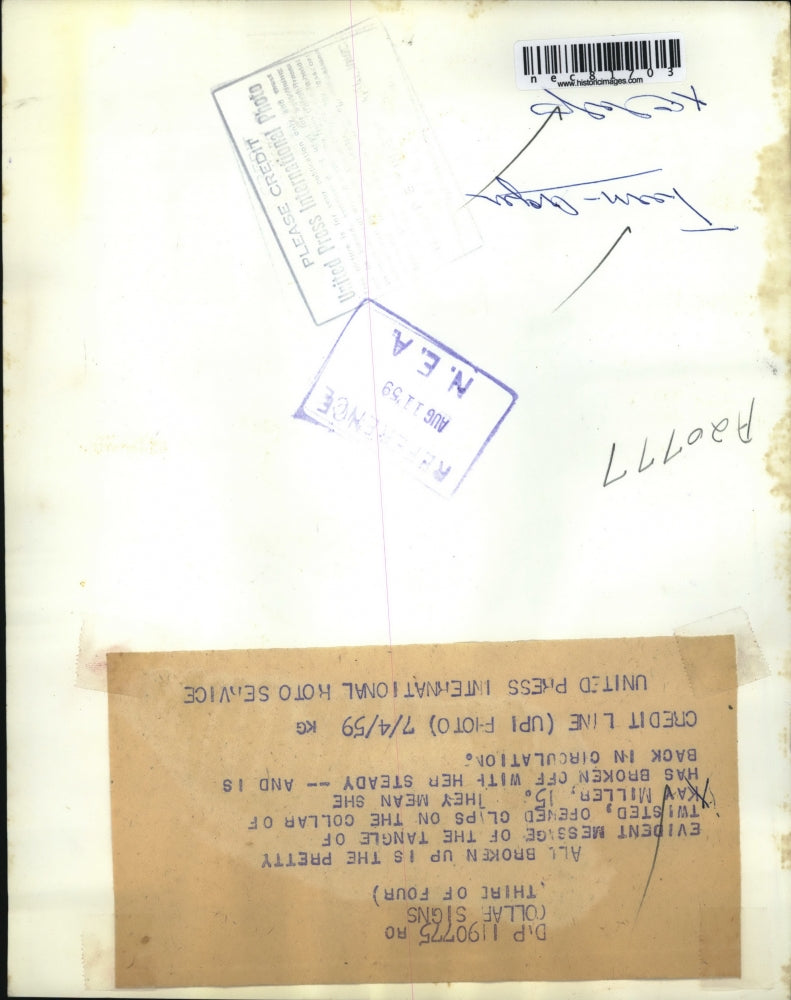 1959 Press Photo Kay Miller age 15 with new hairstyle