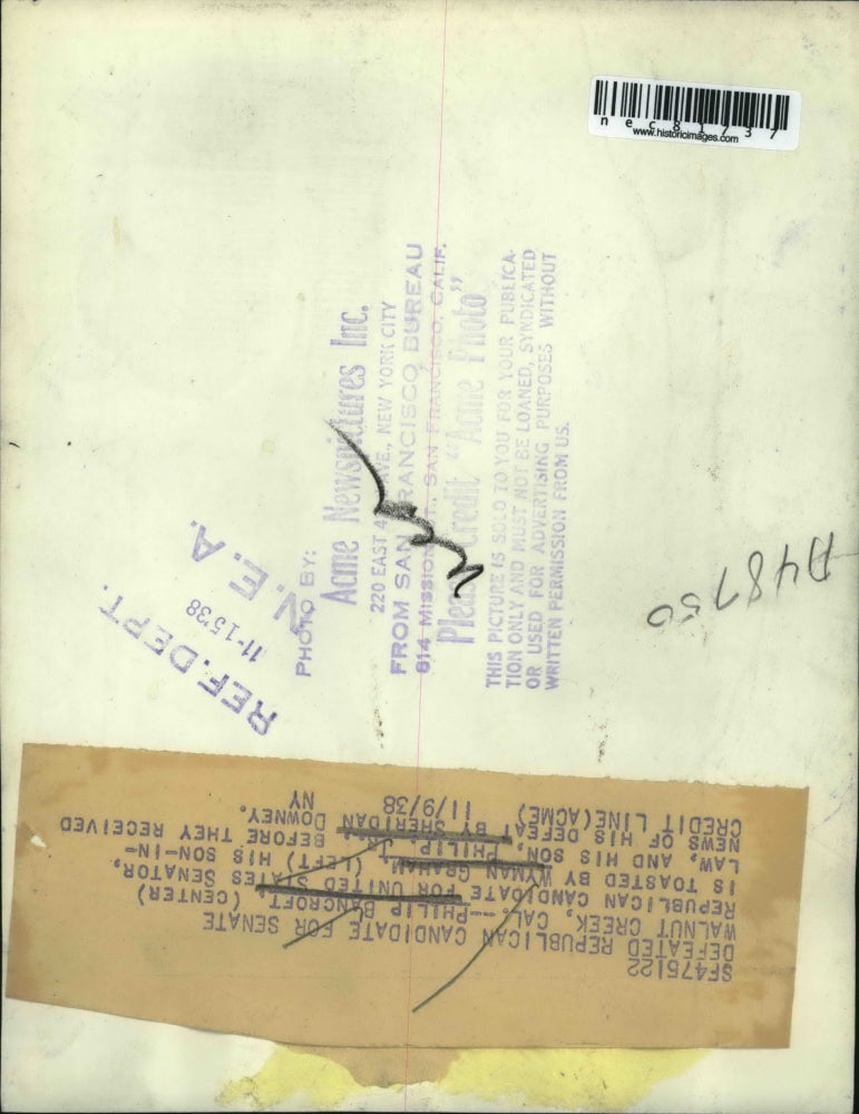 1938 Press Photo Walnut Creek, Cal Philip Bancroft, Rep candidate for Senator