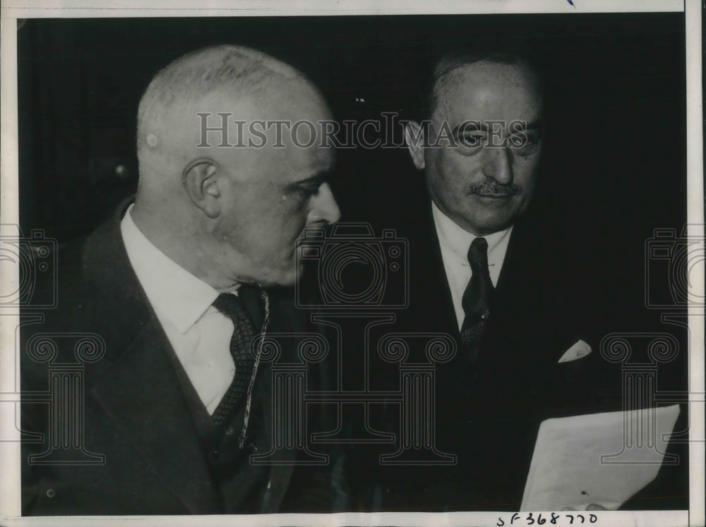 1936 Press Photo Thomas G Plant & Edward McGrady asst Sec of Labor