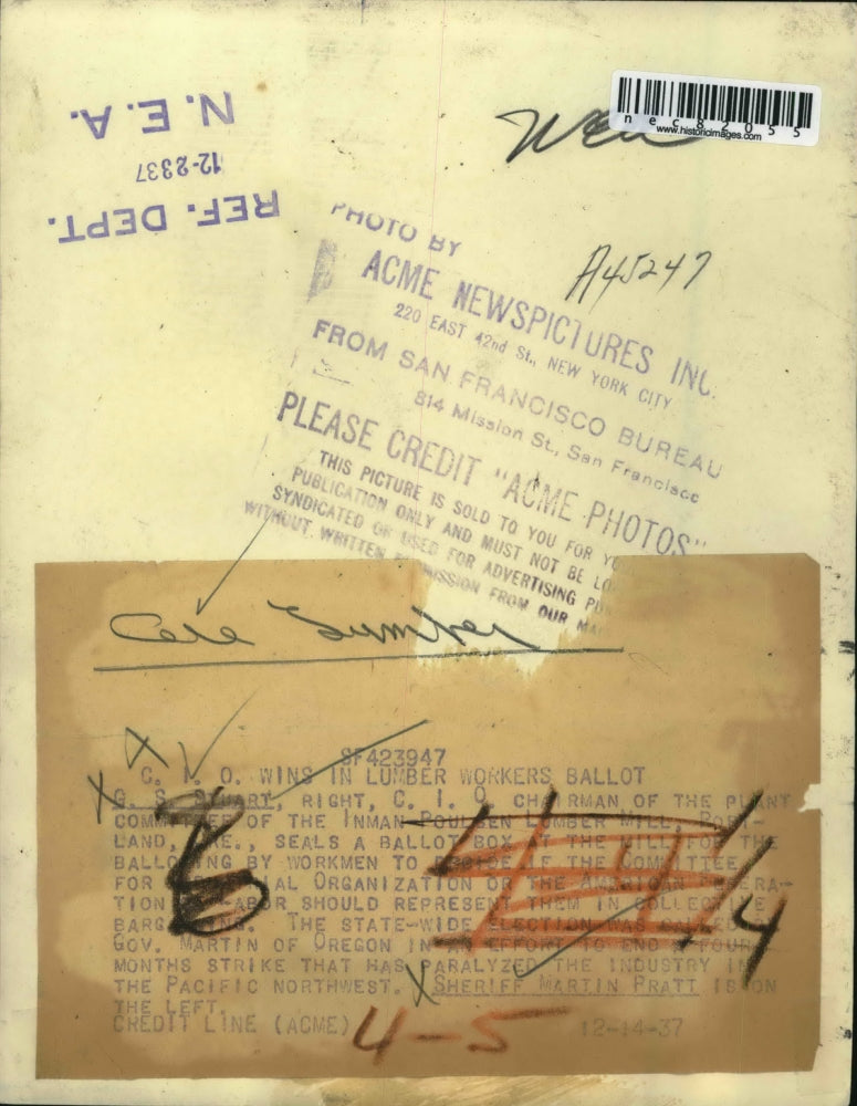 1927 Press Photo GS Stuart CIO chairman at Inman Poulsen Mills vote