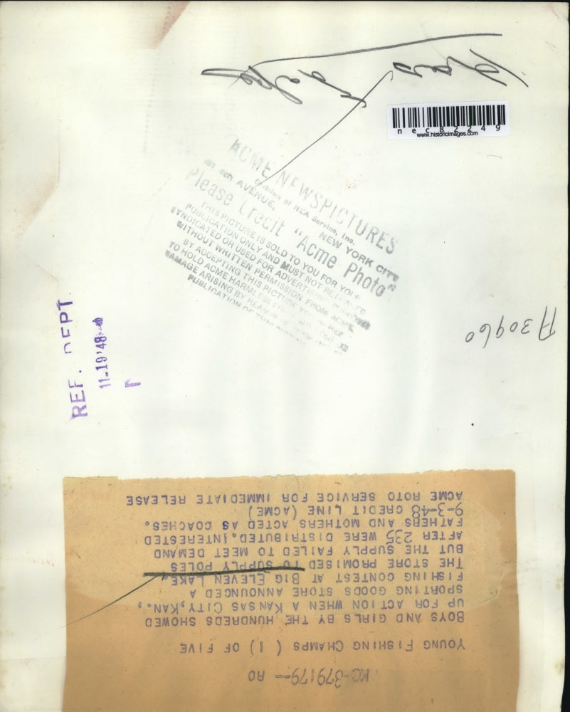 1948 Press Photo youth fishing contest at Big Eleven Lake in Kansas