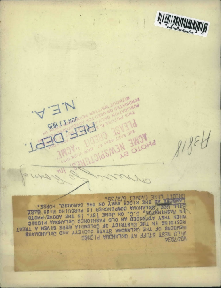 1935 Press Photo Bill Gee & Mary Lambert at Oklahoma Picnic in Washington DC