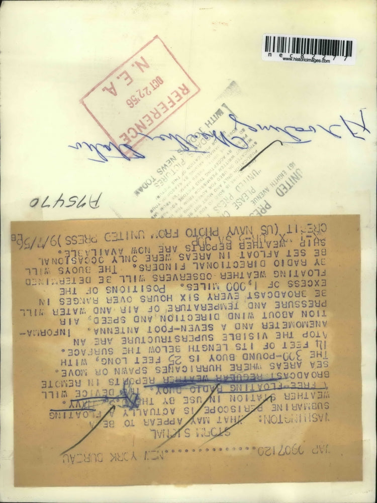 1956 Press Photo Floating Weather Station Used by U.S. Navy