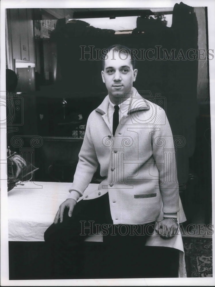 1961 Press Photo Model Wearing Cardigan from Higbee's