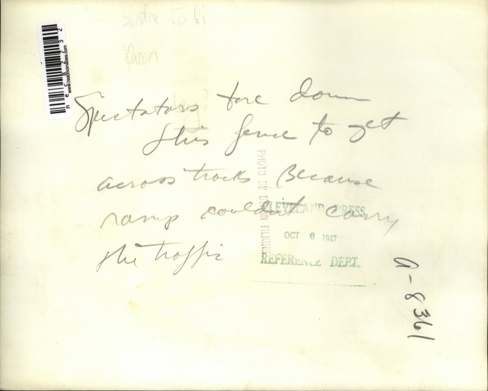 1947 Press Photo View of Fencing Torn So Spectators Could Pass Through