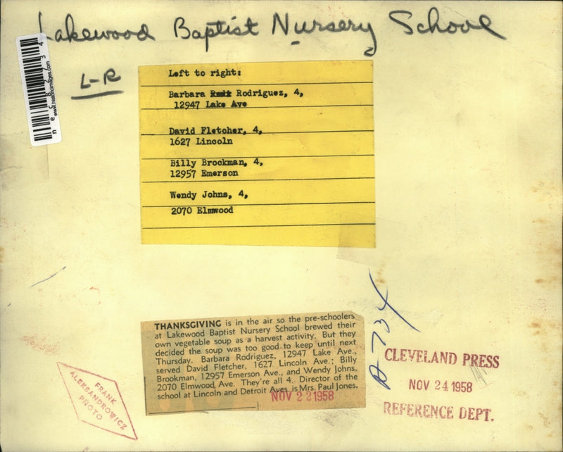 Load image into Gallery viewer, 1958 Press Photo Barbara Rodriguez, David Fletcher, Billy Brockman, Wendy Johns
