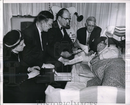 1955 Press Photo Coroner Harry Glos, Sylvia Ecker, Max Wildman, David Hayes