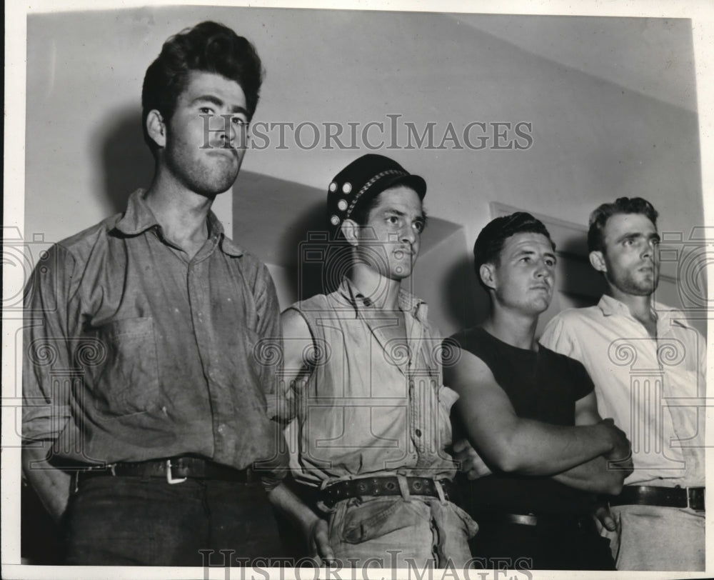 1937 Press Photo John Dobson, Ed Cassidy, Leo Collins, Edward King in lineup