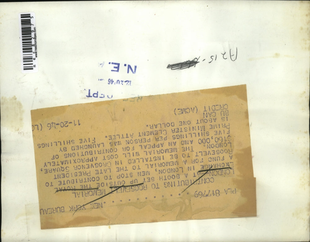 1946 Press Photo Boot Outside Royal Exchange in London for Roosevelt Memorial