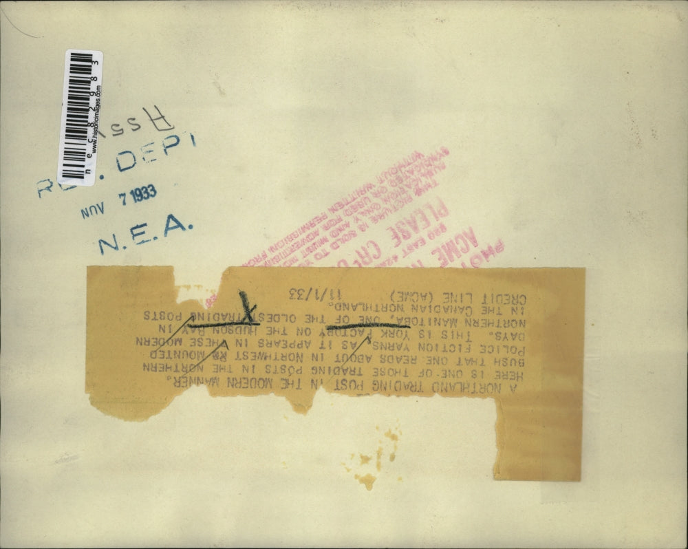 1933 Press Photo York Factory on the Hudson Bay