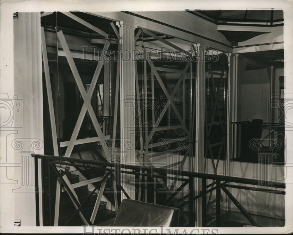 1939 Press Photo mirrors protected aboard SS De Grasse as has crew gun practice- Historic Images