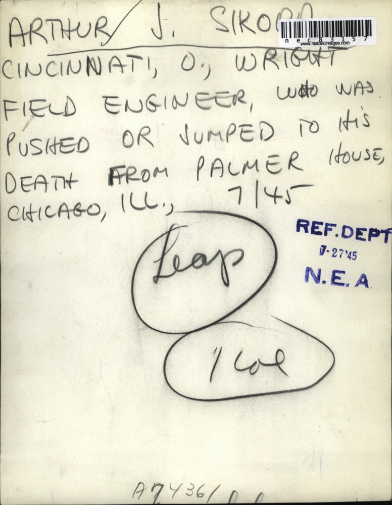 1945 Press Photo Arthur J Sikorn