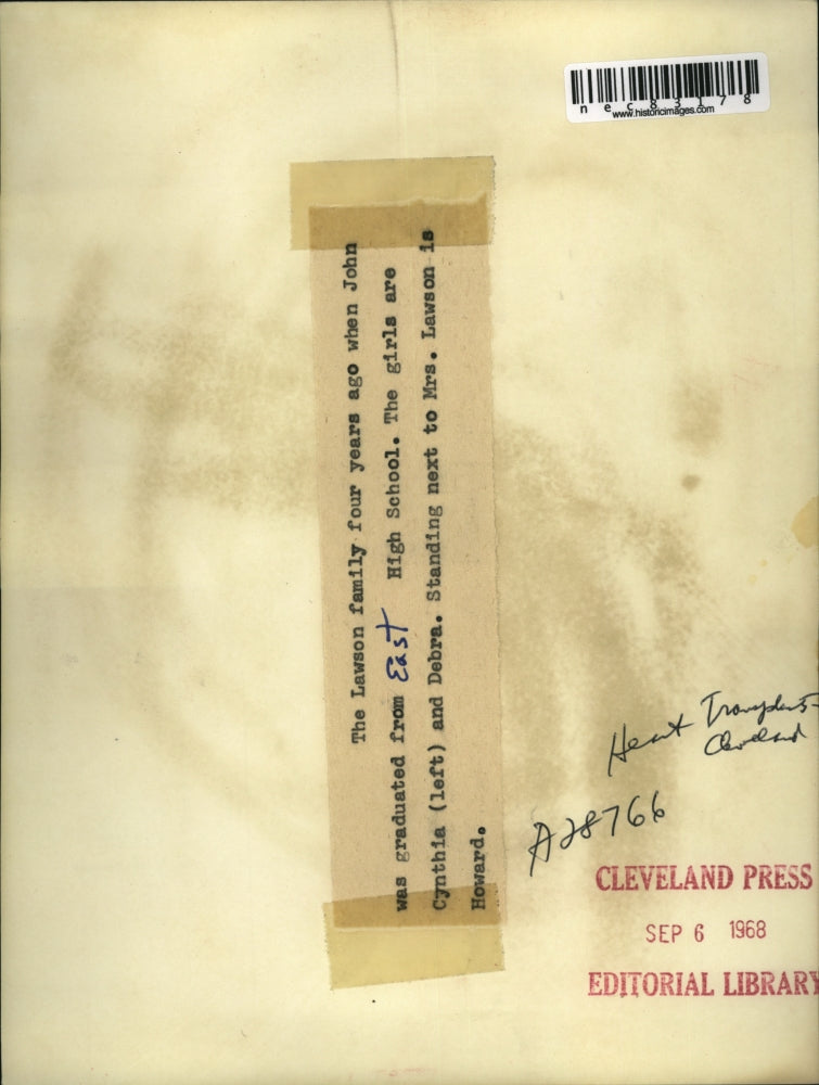 1968 Press Photo Lawson Family Cynthia Debra John Howard and Mrs Lawson