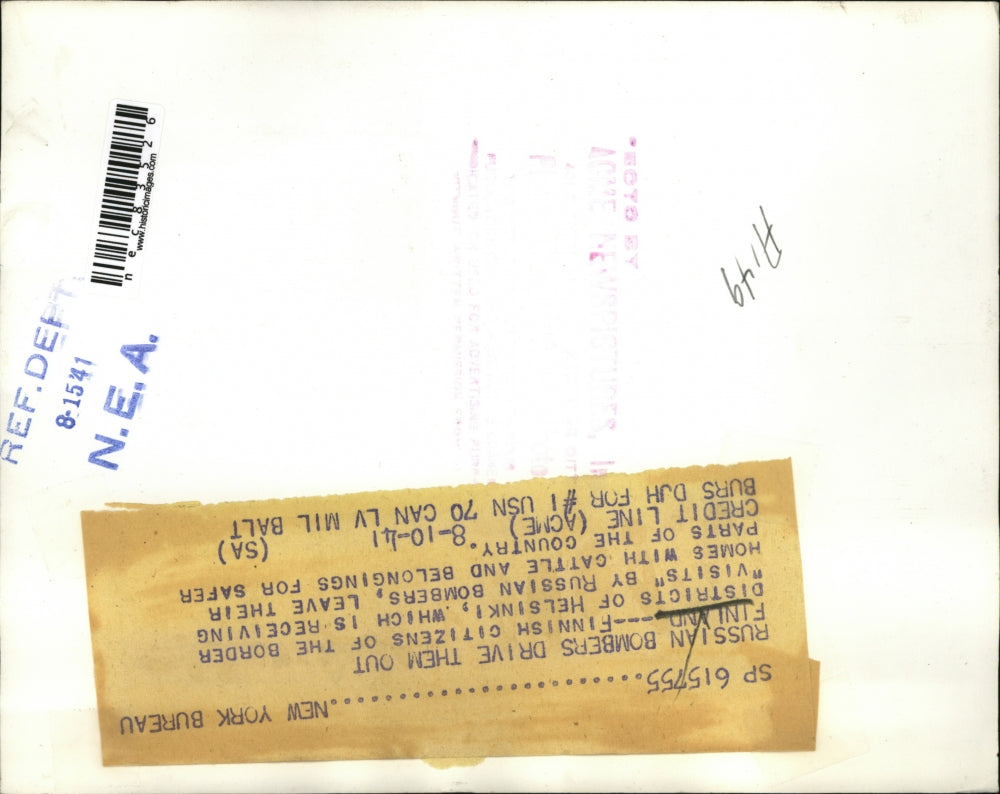 1941 Press Photo Russian bombers drive out Finnish residents