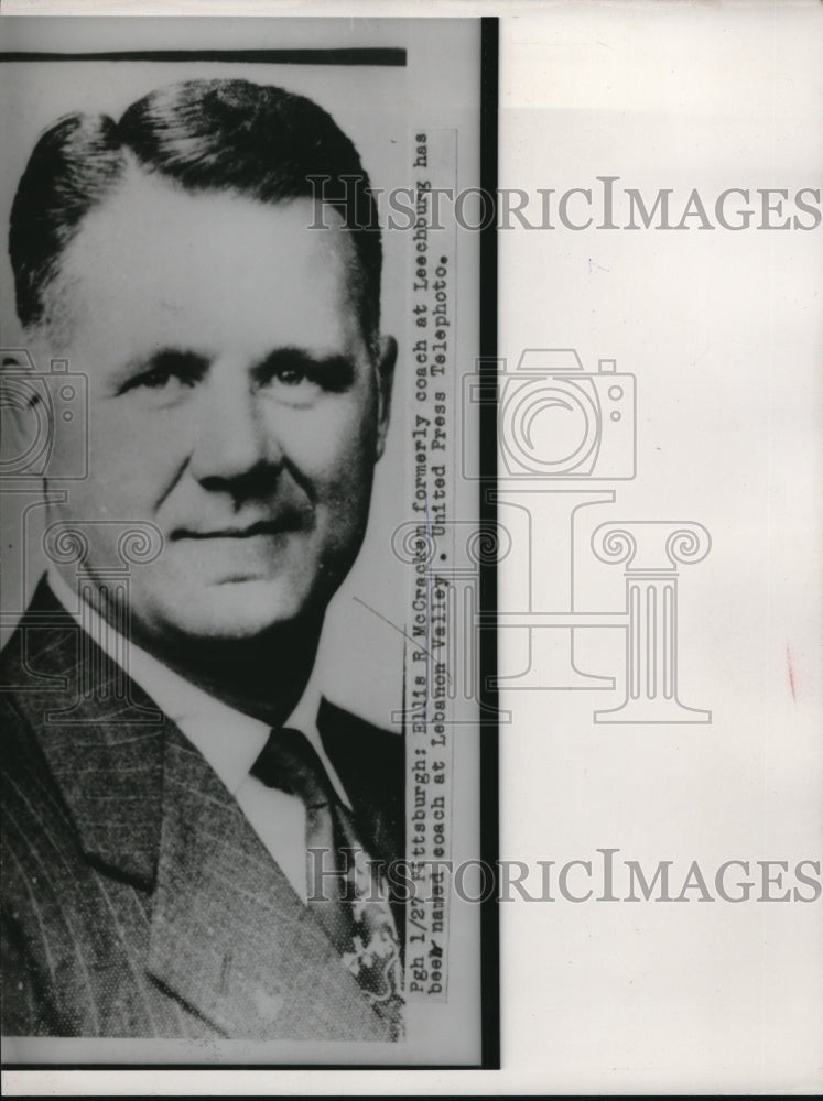 1954 Press Photo Ellis McCracken, new football coach at Lebanon Valley College