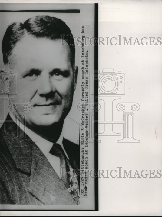 1954 Press Photo Ellis McCracken, new football coach at Lebanon Valley College
