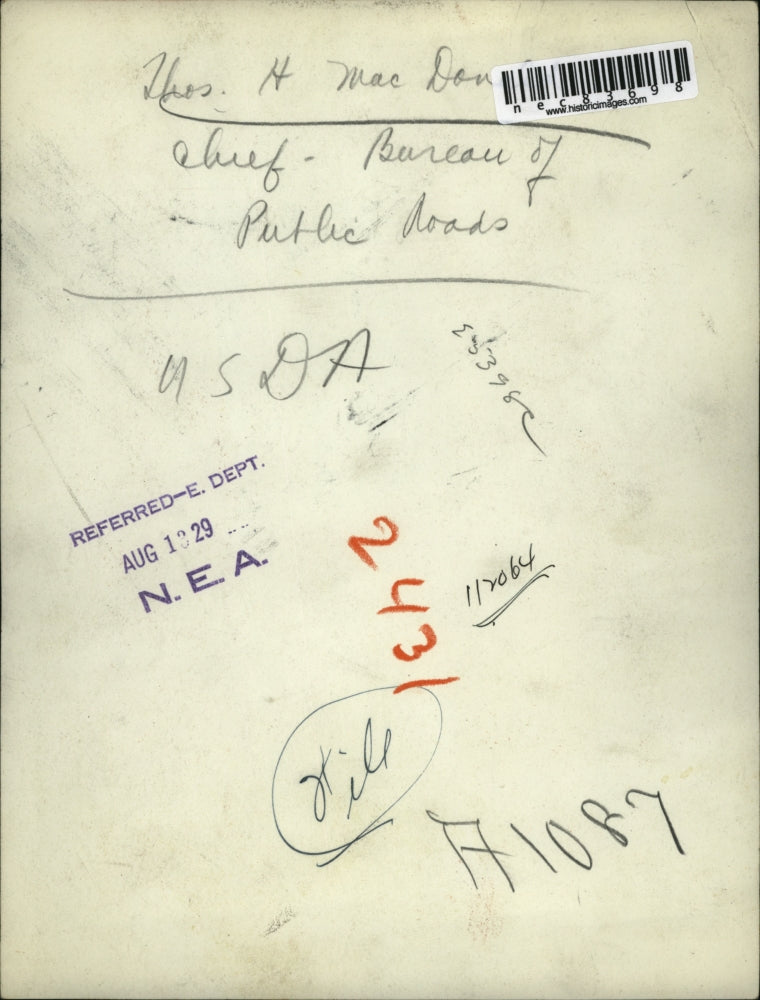 1929 Press Photo Thomas H. MacDonald, Chief Bureau of Public Roads