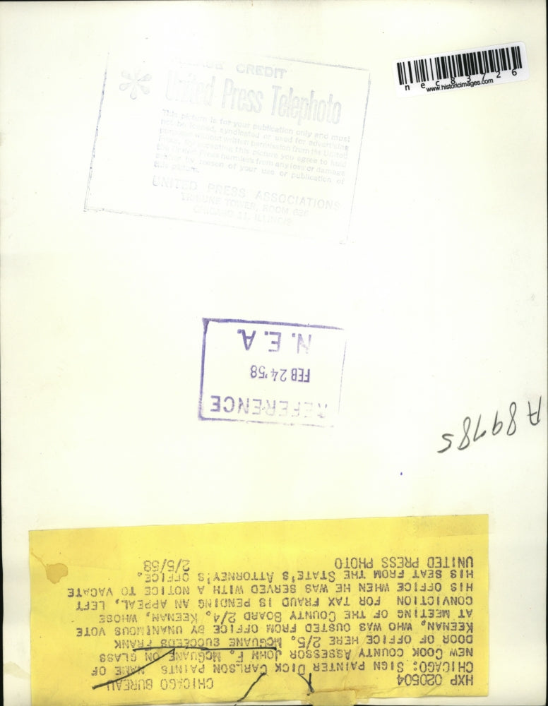 1958 Press Photo Chicago Cook County Assessor John F McGuane