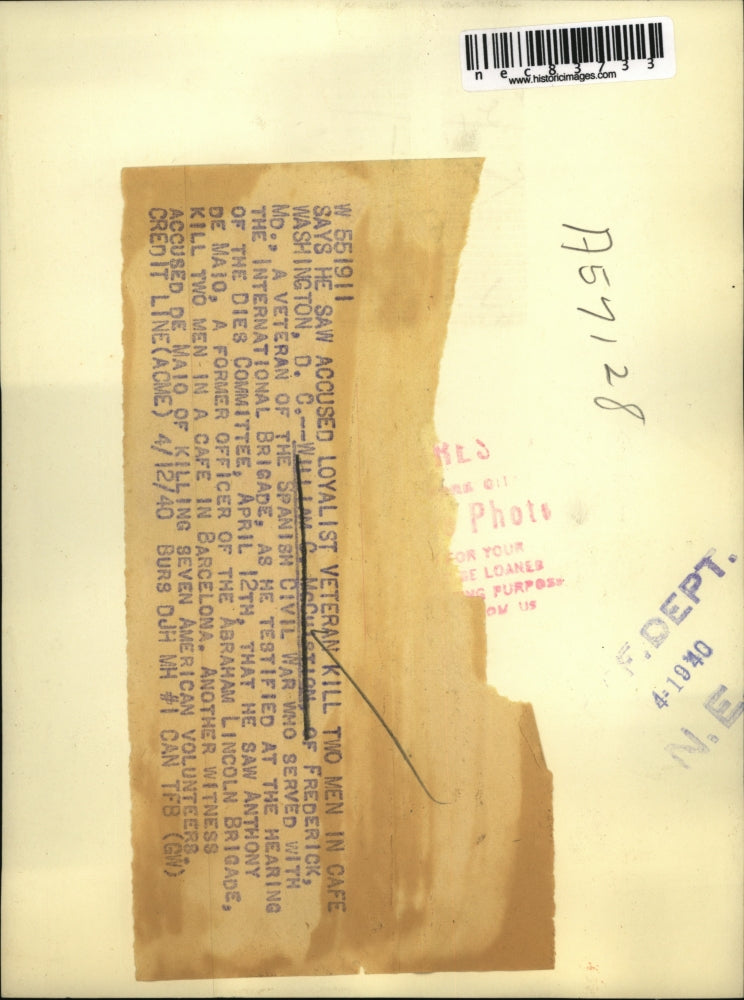 1940 Press Photo Wash DC William C McCuistion at Dies Committee