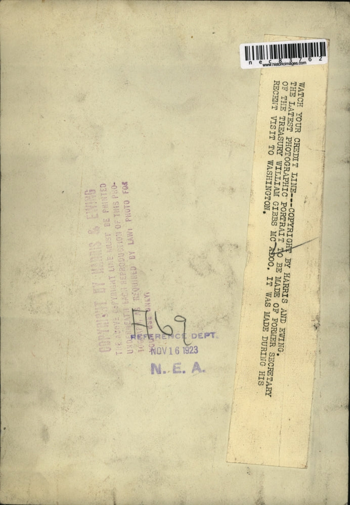 1923 Press Photo William Gibbs McAdoo, Former Secretary of Treasury