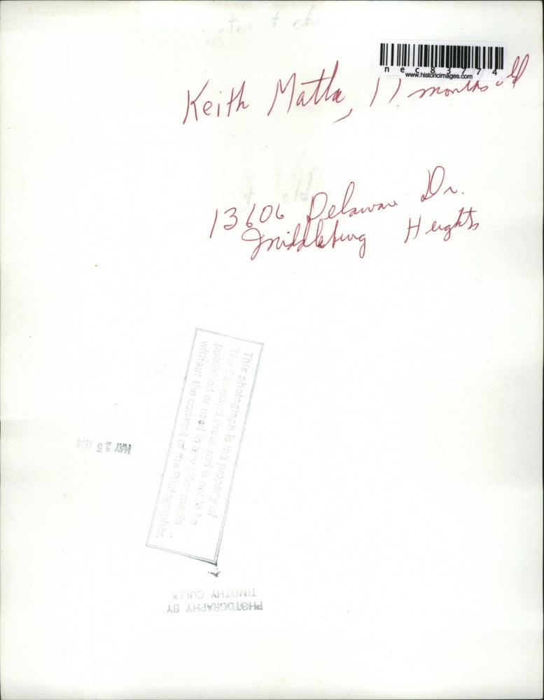 1973 Press Photo Keith Matla, 11 month old, of Middleburg Heights, OH