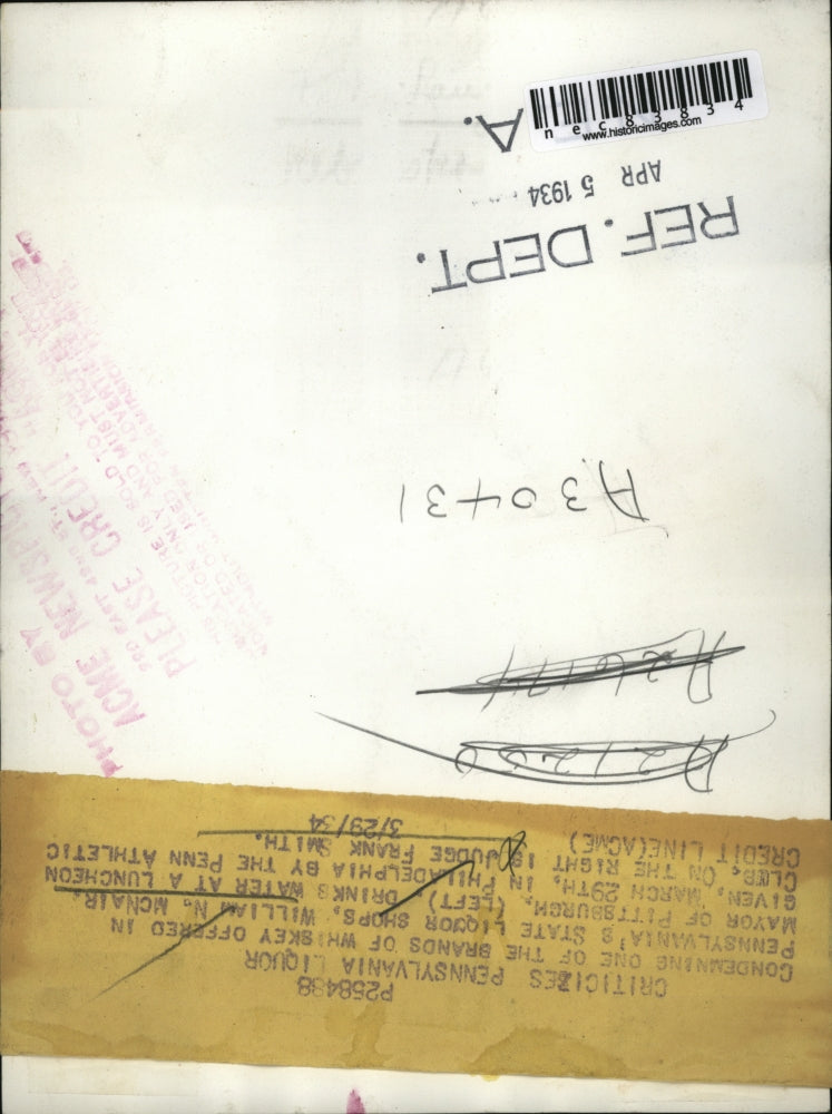 1934 Press Photo Pittsburgh Mayor William McNair & Judge Frank Smith