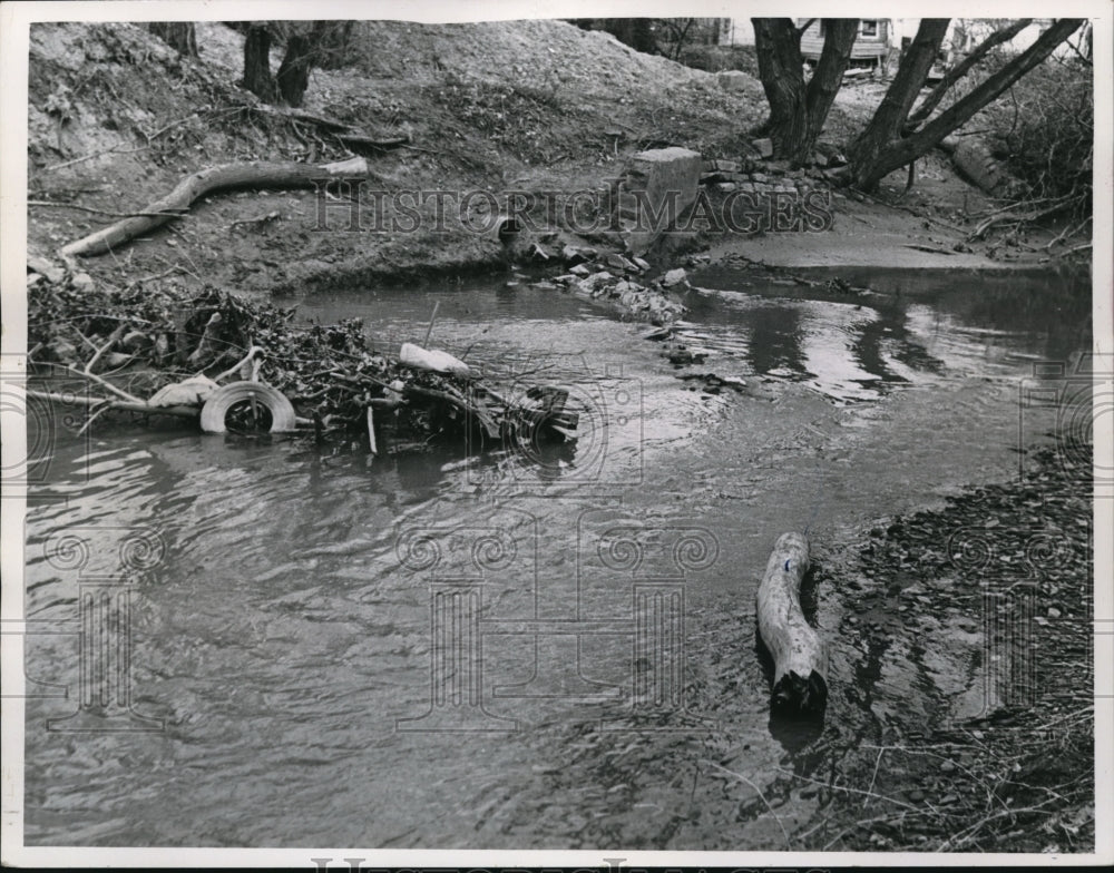 1966 Press Photo Water pollution Euclid Creek North of Lake Shore Blvd.