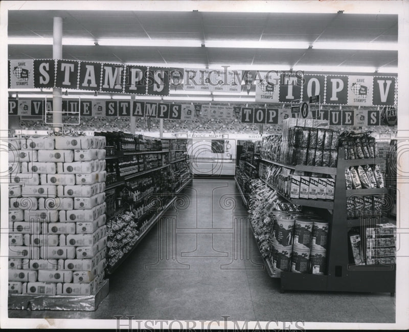 Load image into Gallery viewer, 1955 Press Photo Meat dept of Cleveland Ohio Stop N Shop store
