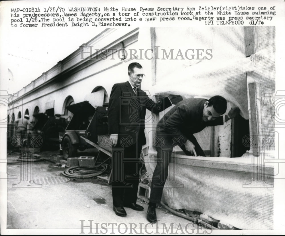 1970 Press Photo DC White House press secy Ron Zeigler & James Hagerty
