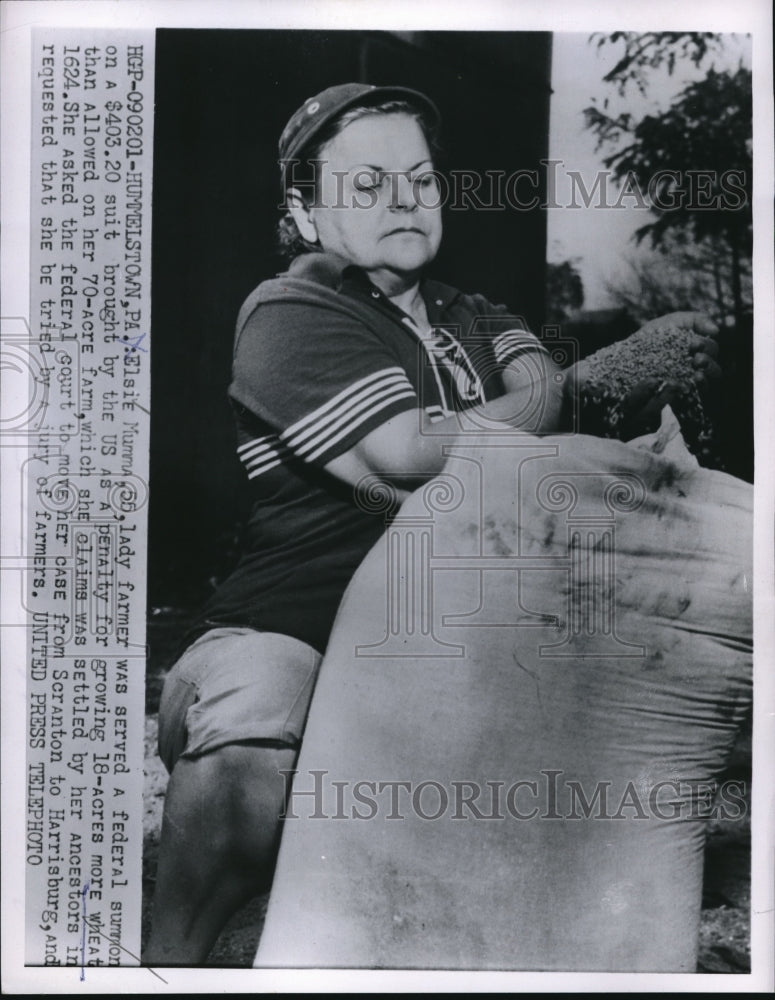 1955 Press Photo Hummelstown Pa Elsie Mumma lady farmer sued by goverment