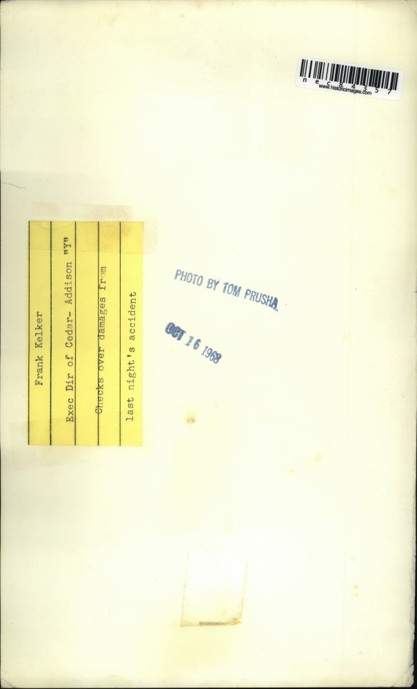 1968 Press Photo Frank Kelker exec director of Cedar Addison Y & bldg. damage