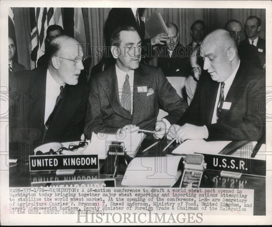 1949 Press Photo Charles F. Brannan, T. Sheed Anderson, S. Alekeseevich Borisov