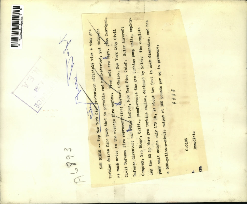 1954 Press Photo NY Fire Capt John Costigan, Peter Loftus, Herb O'Brien