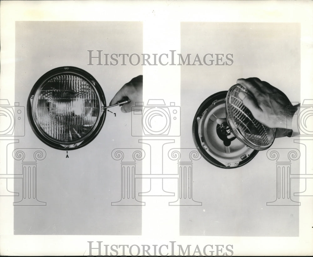 1939 Press Photo Auto headlights with sealed beam unit- Historic Images