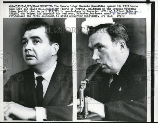1959 Press Photo Wash DC Senate Labor Rackets CommRolland McMaster
