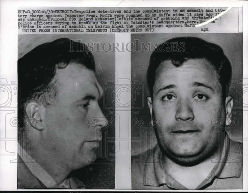 Load image into Gallery viewer, 1951 Press Photo Detroit Teamster pres Rolland McMaster arrested for assault
