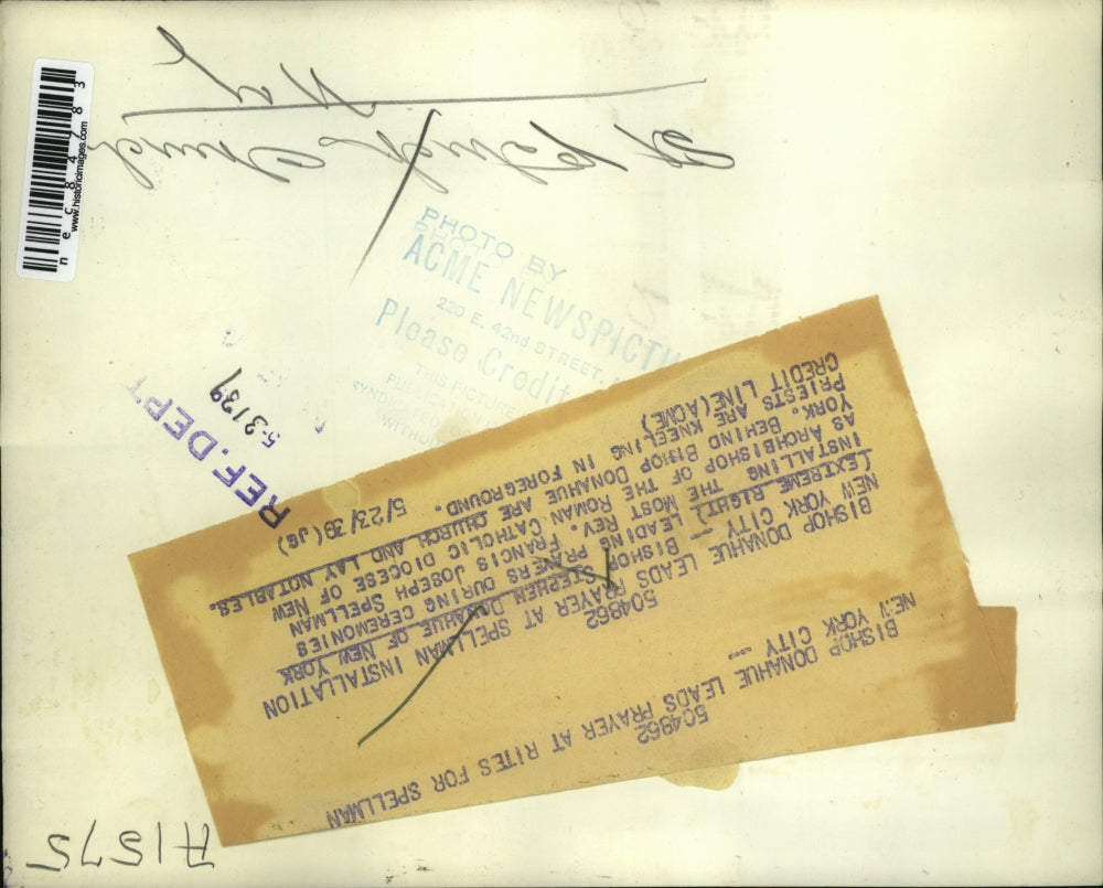 1939 Press Photo NYC Bishop Stephen Donahue installation Mosr Rev FJ Spellman